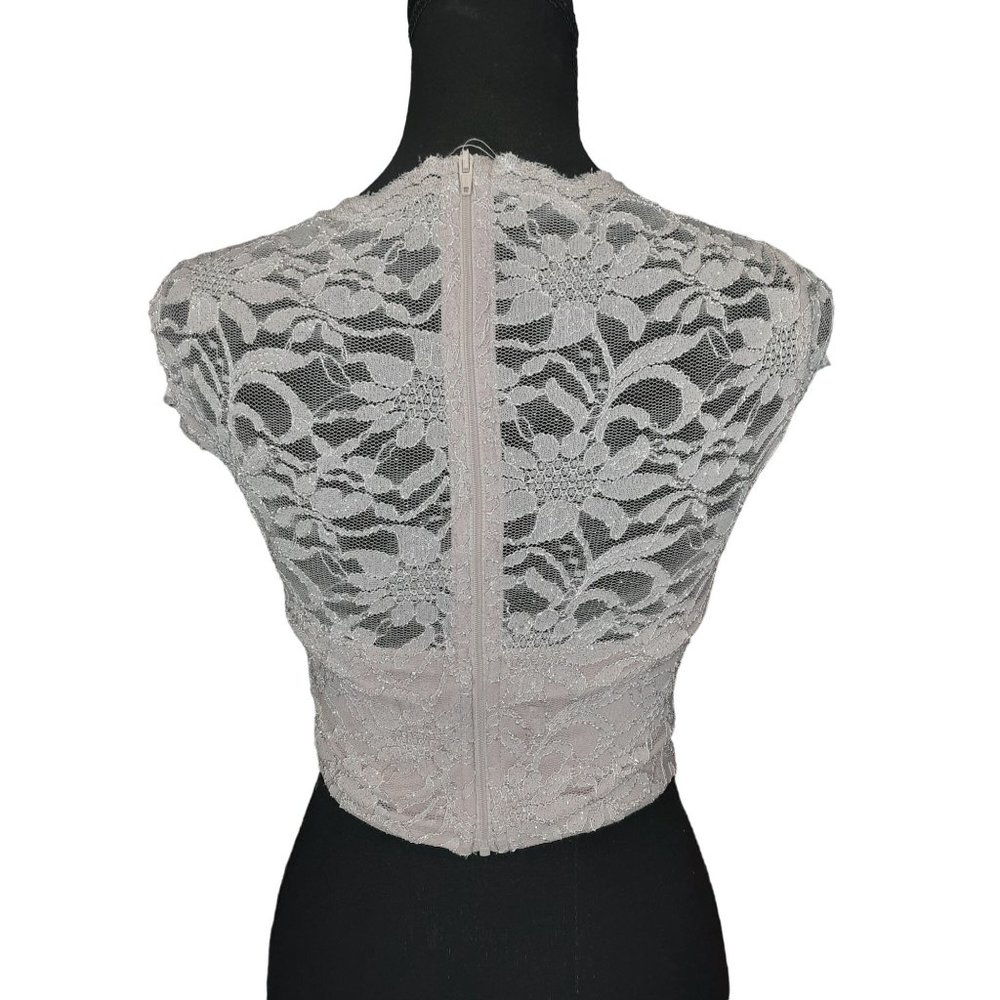 City Studio Lace Glitter Crop Form Fitting Top Only Juniors  Size 0 - Picture 3 of 10